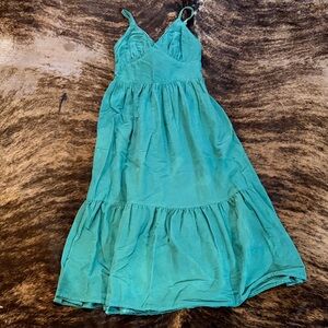 Japna Teal Green Sleeveless Midi Dress